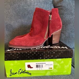 Sam Edelman Spiced Red Suede Ankle Booties
